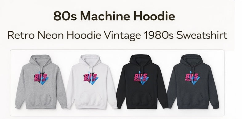 80s Machine Hoodie Retro Neon Sweatshirt Vintage 1980s Graphic Hoodie Aesthetic Streetwear Gift
