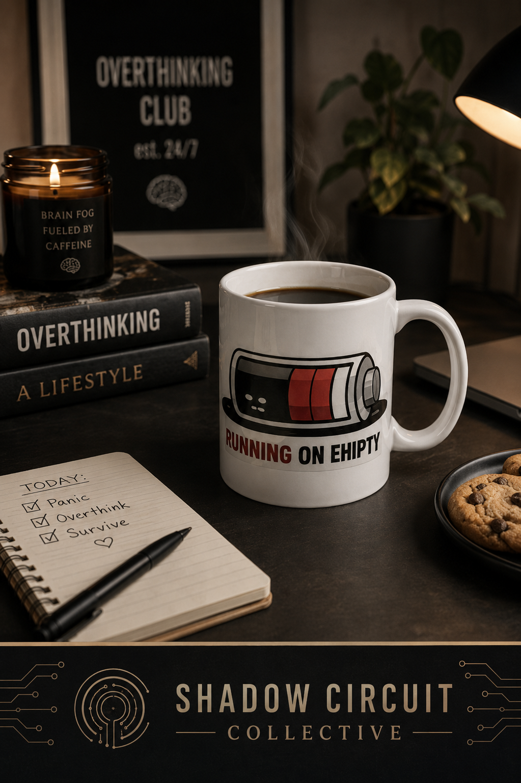 Running On Empty Mug Funny Anxiety Coffee Cup Mental Health Humor Mug Low Battery Mug Overthinking Gift Caffeine Mug Office Coffee Cup