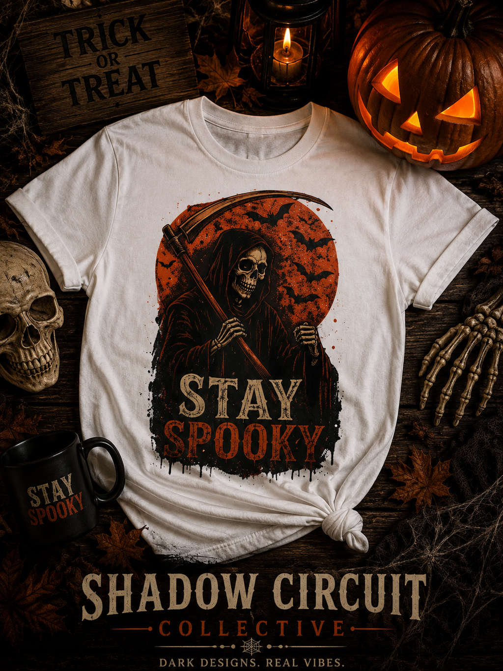 Stay Spooky Grim Reaper Tee — Halloween Graphic T-Shirt