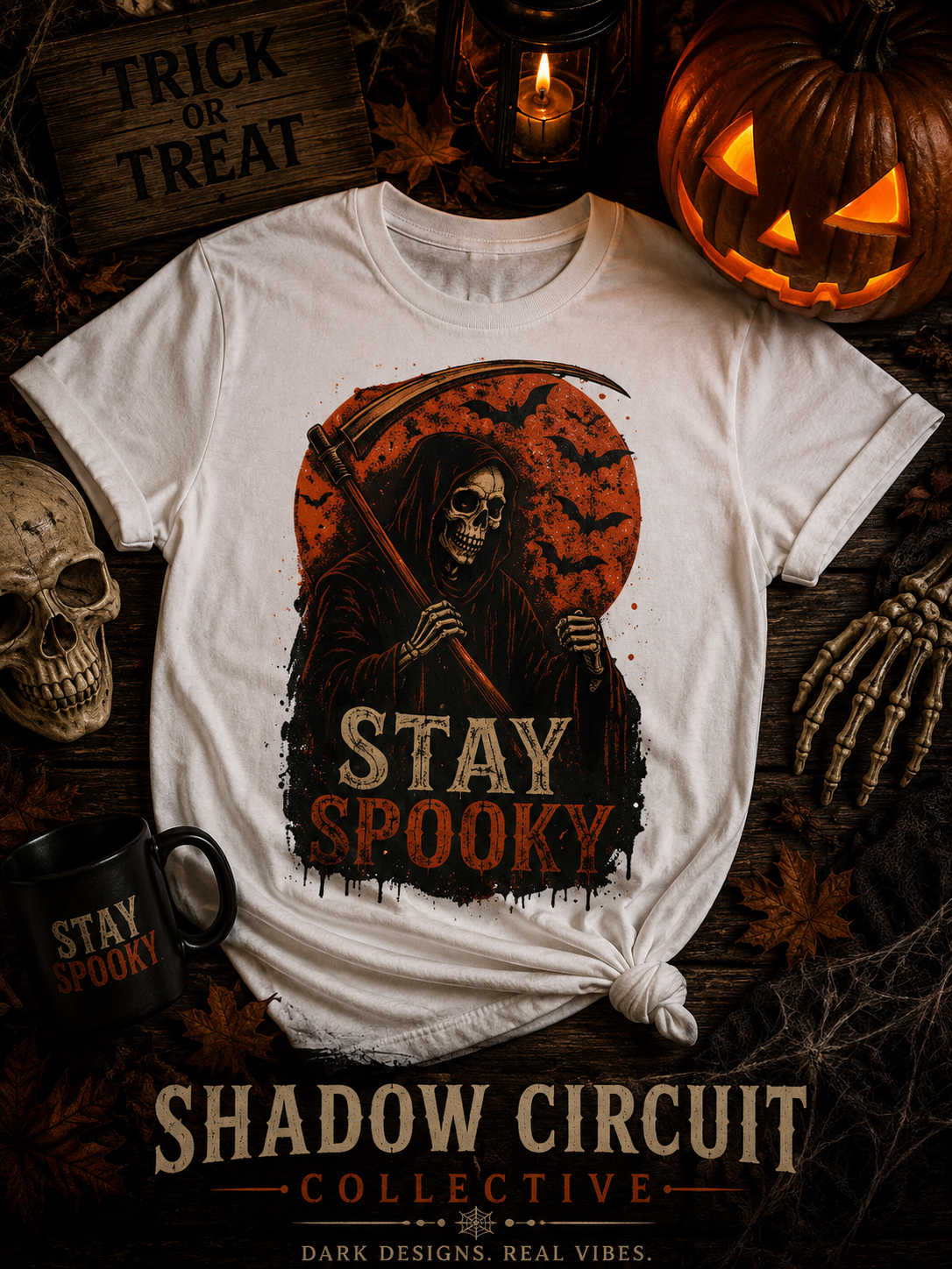 Stay Spooky Grim Reaper Tee — Halloween Graphic T-Shirt