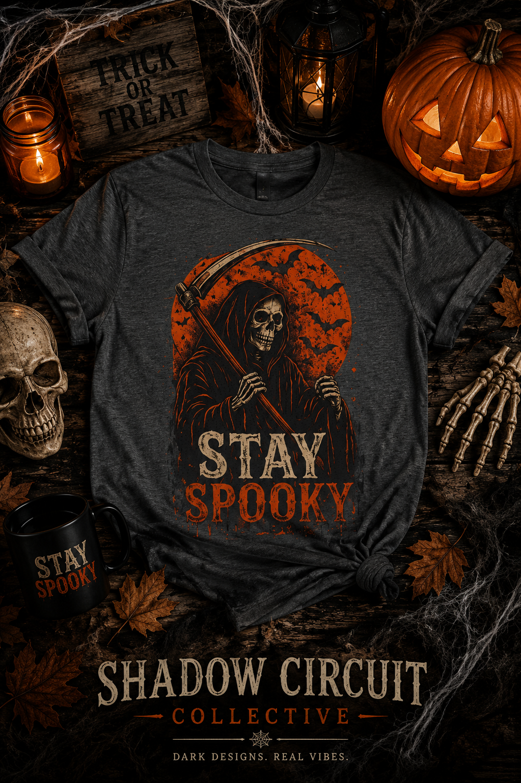 Stay Spooky Grim Reaper Tee — Halloween Graphic T-Shirt
