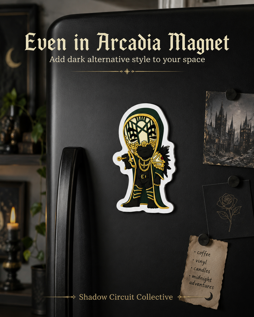 Vessel Gold Masked sleep token Die-Cut Magnet | Fantasy Wizard Refrigerator Magnet