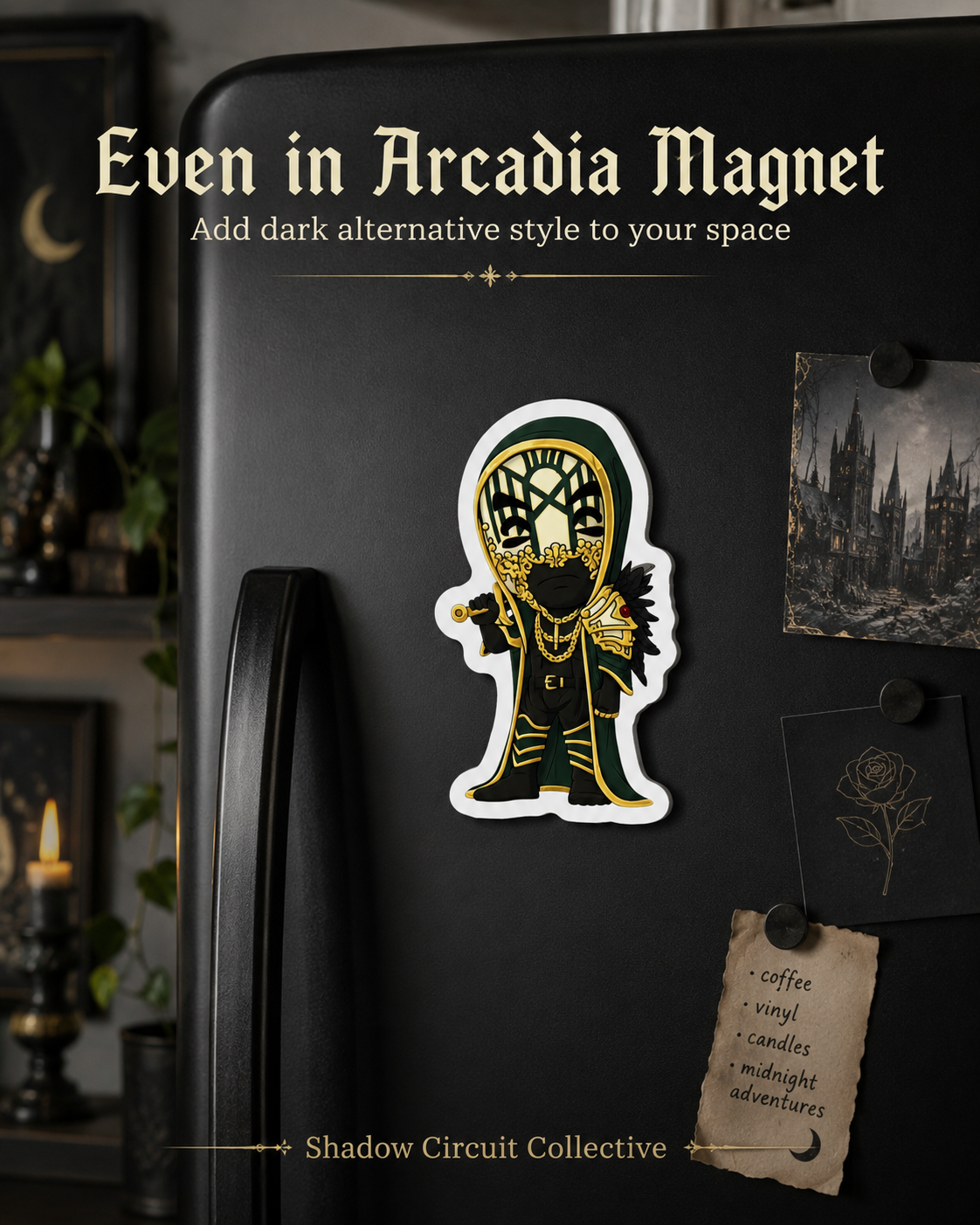 Vessel Gold Masked sleep token Die-Cut Magnet | Fantasy Wizard Refrigerator Magnet
