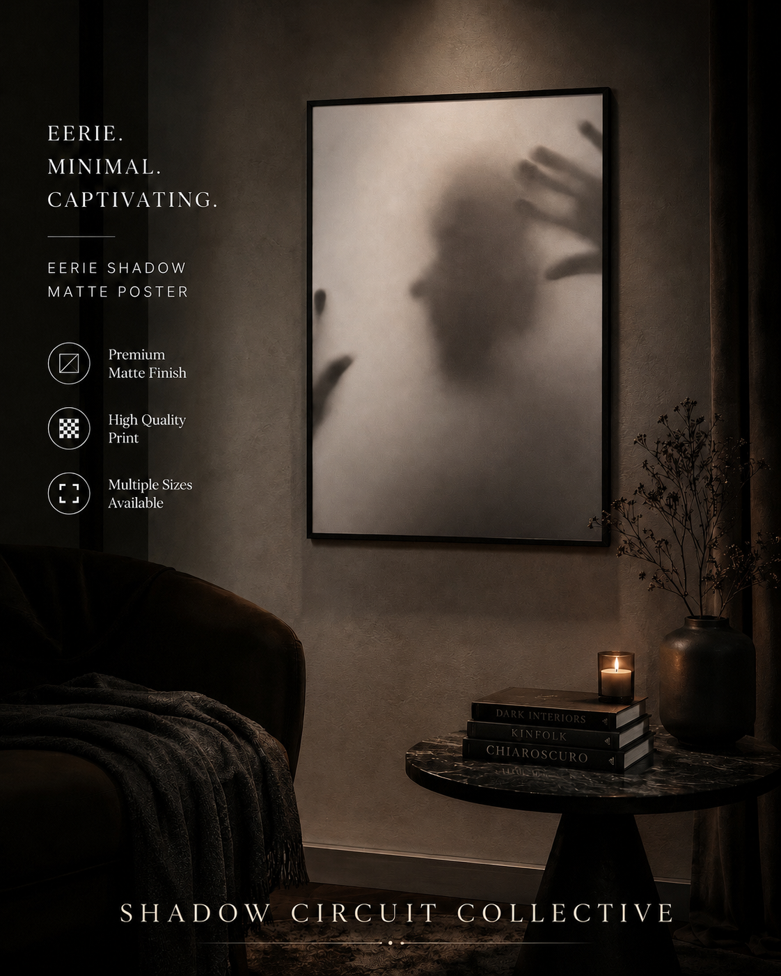 Shadow Silhouette Matte Poster — Minimal Foggy Hands Wall Art