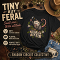 Tiny But Feral opossum illustration T-Shirt | vintage floral banner