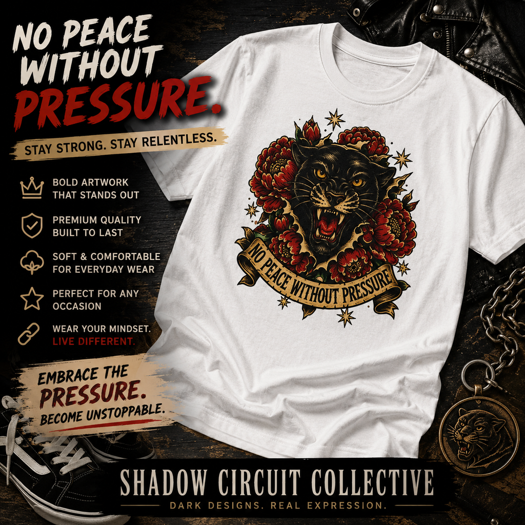 Roaring Panther with Roses T-Shirt | No Peace Without Pressure