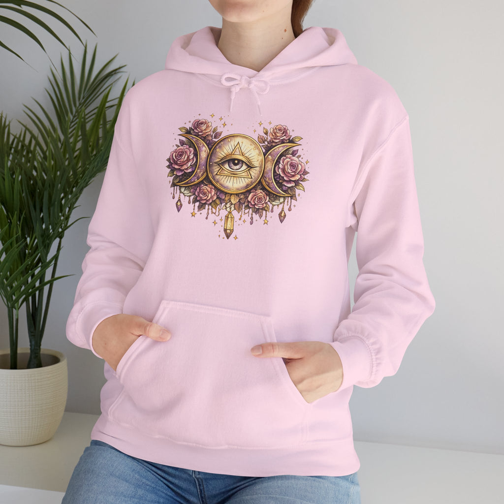Mystical Third Eye Hoodie Celestial Moon Phase Sweatshirt Spiritual Aesthetic Hoodie Witchy Floral Pullover Boho Hoodie Cozy Sweatshirt
