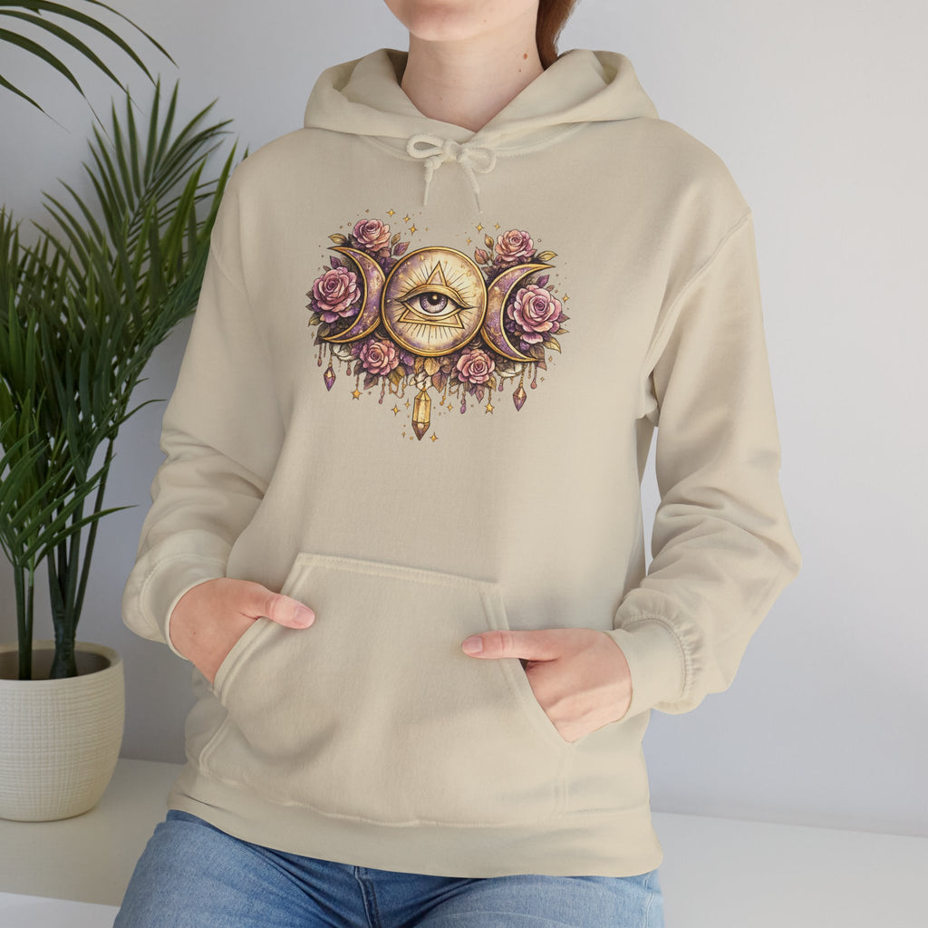 Mystical Third Eye Hoodie Celestial Moon Phase Sweatshirt Spiritual Aesthetic Hoodie Witchy Floral Pullover Boho Hoodie Cozy Sweatshirt