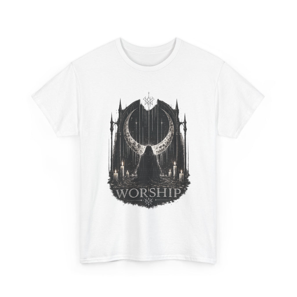 Worship Gothic T Shirt Dark Aesthetic Shirt Alternative Streetwear Moon Ritual Graphic Tee Unisex Black Metal Inspired Clothing