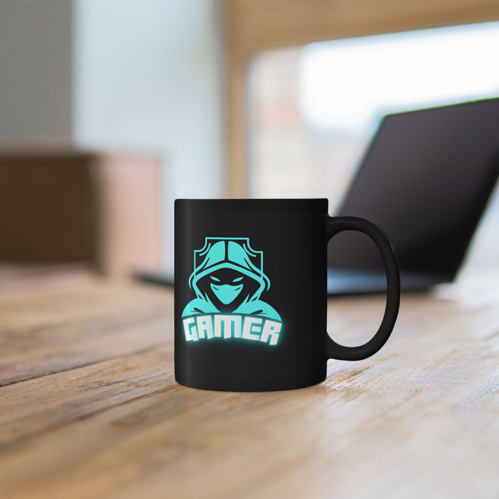 Gaming Mug 11oz Neon Gamer Design Coffee Cup Black Ceramic Gamer Mug