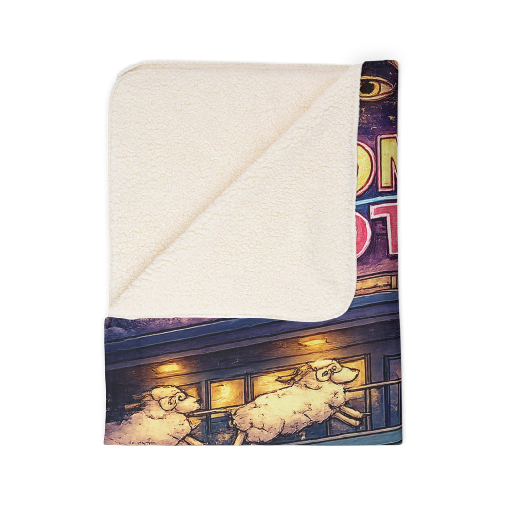Insomnia Motel sheep pattern Fleece Sherpa Blanket | can't sleep can't stop thinking