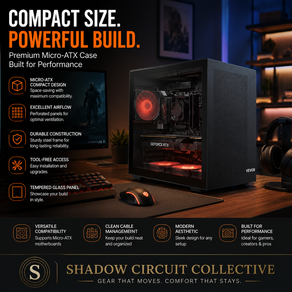 Mid-Tower PC Case Dual Chamber Gaming Computer Case For ATX Motherboard No Fan