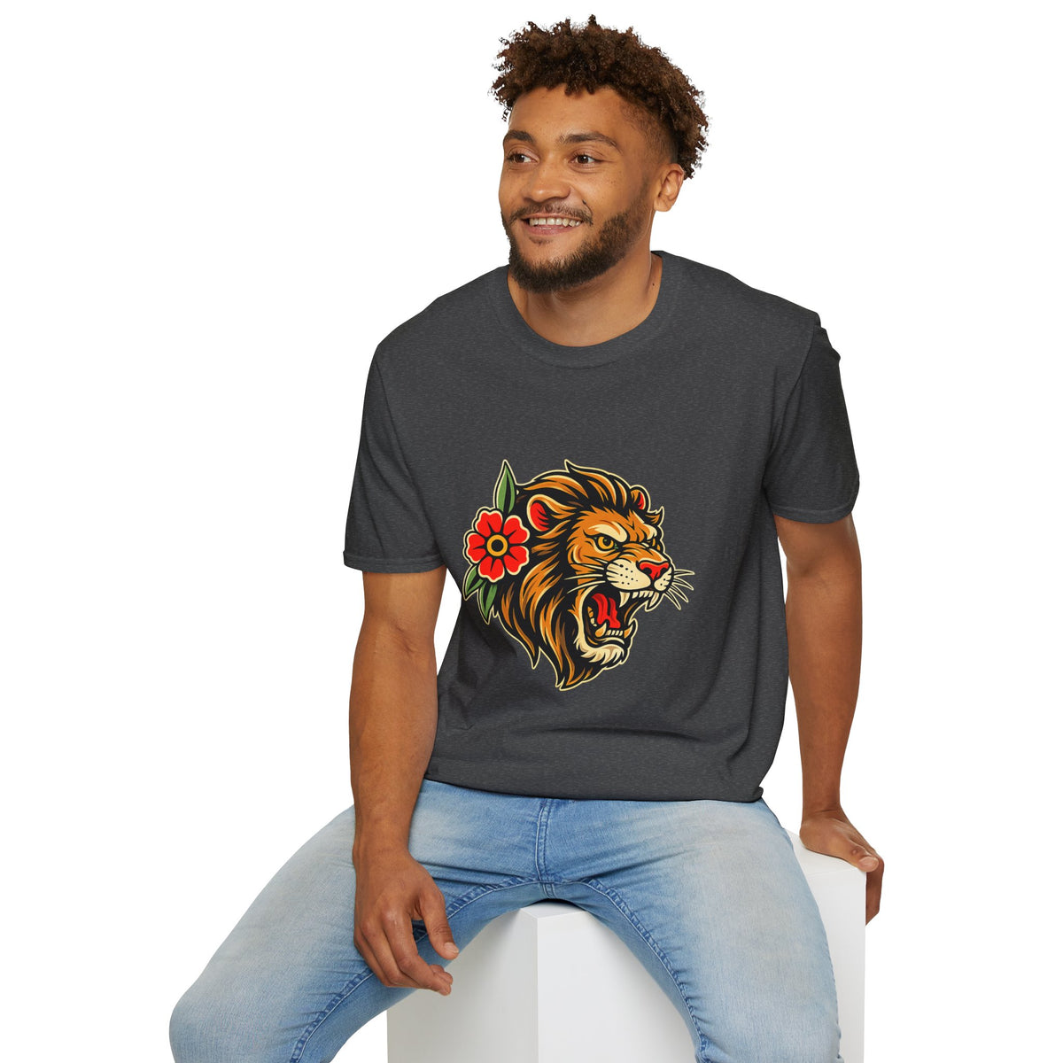 Lion Graphic T Shirt Tattoo Inspired Lion Tee Streetwear Shirt Lion Head Graphic Tee Alternative Fashion Unisex Biker Shirt
