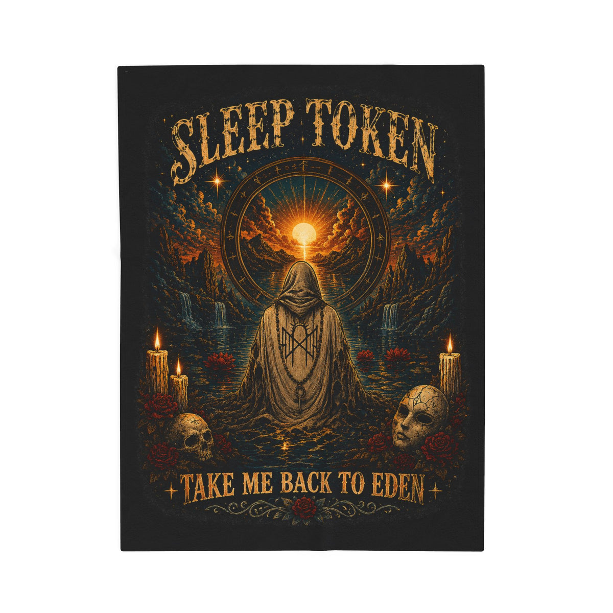 Sleep Token Inspired “Take Me Back to Eden” Plush Blanket | Ultra Soft Gothic Throw Blanket | Cozy Fan Gift