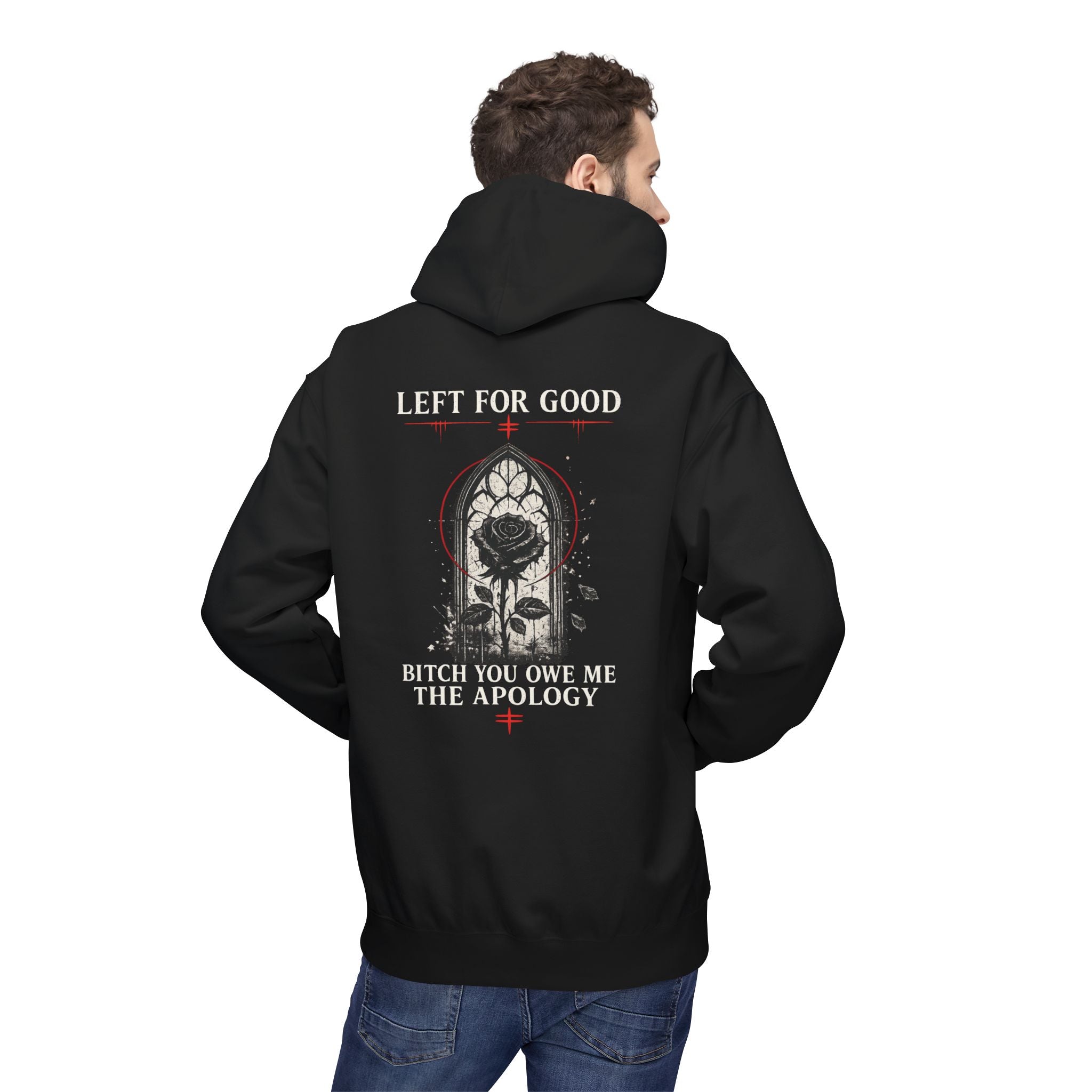 Gothic Rose Window Hoodie | Dark Floral Arch Illustration