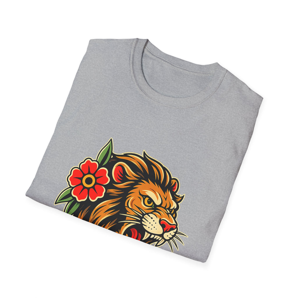 Lion Graphic T Shirt Tattoo Inspired Lion Tee Streetwear Shirt Lion Head Graphic Tee Alternative Fashion Unisex Biker Shirt
