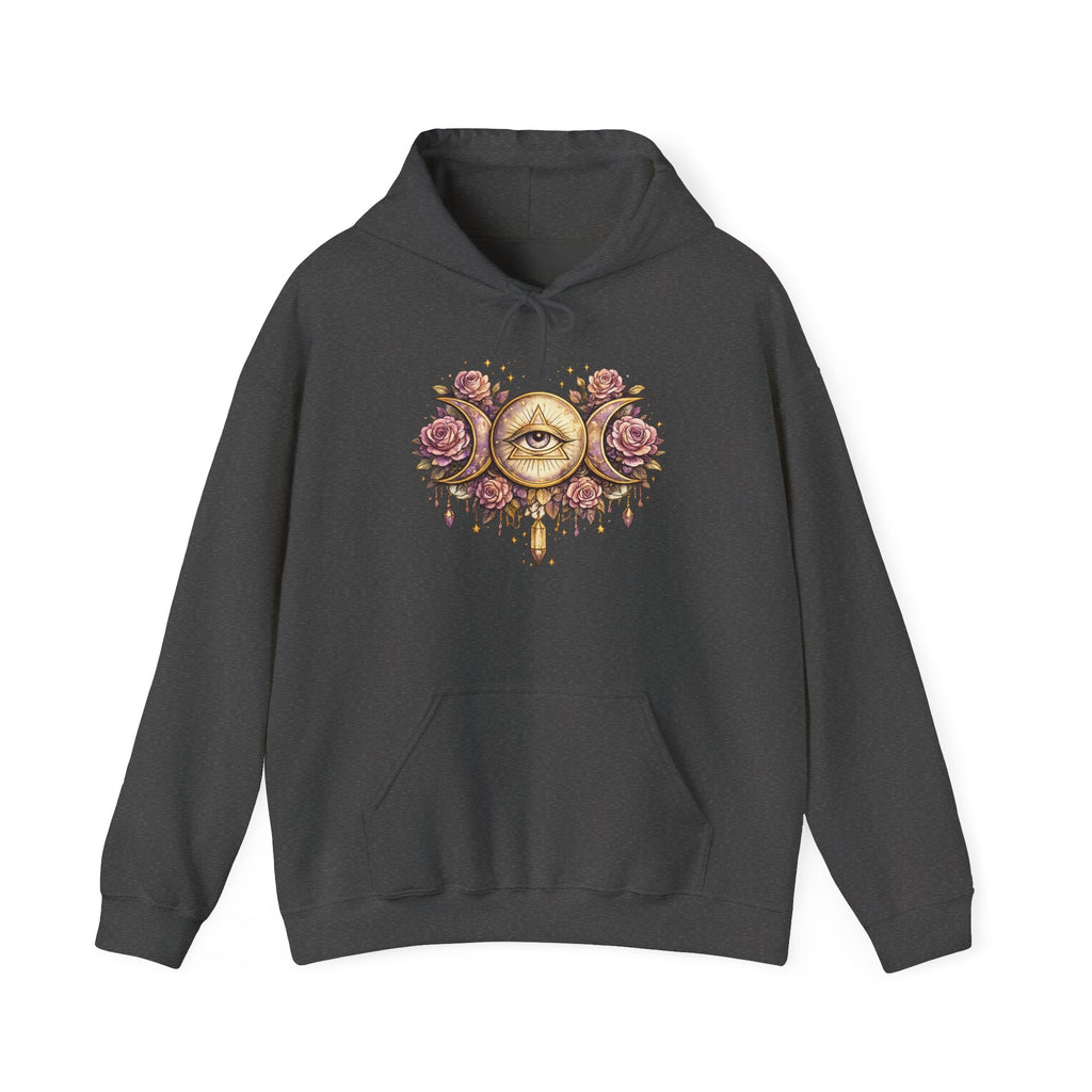 Mystical Third Eye Hoodie Celestial Moon Phase Sweatshirt Spiritual Aesthetic Hoodie Witchy Floral Pullover Boho Hoodie Cozy Sweatshirt