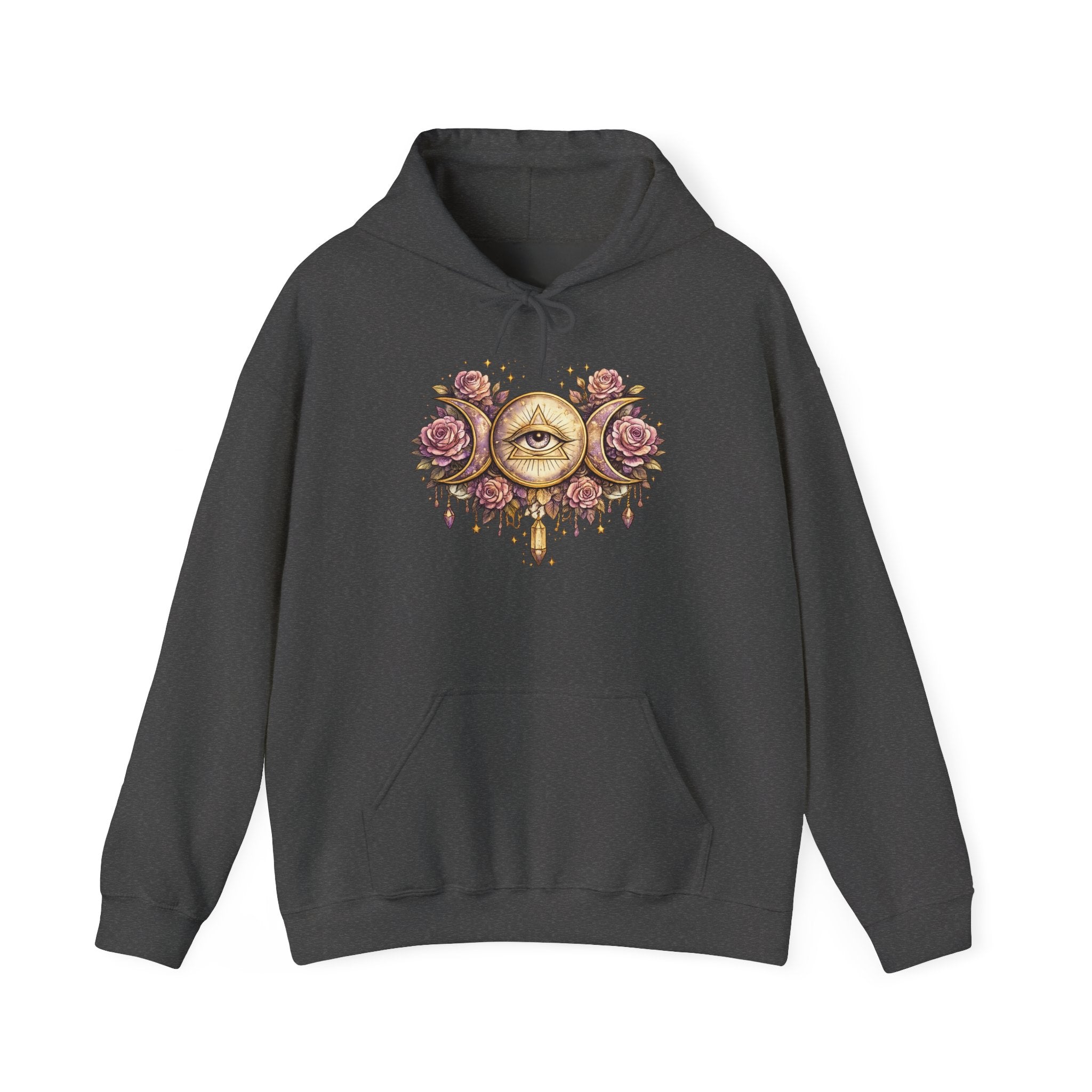 Mystical Third Eye Hoodie Celestial Moon Phase Sweatshirt Spiritual Aesthetic Hoodie Witchy Floral Pullover Boho Hoodie Cozy Sweatshirt