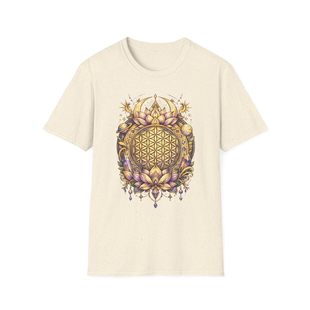 Flower of Life Shirt Sacred Geometry Tee Boho Spiritual T Shirt Celestial Lotus Graphic Tee Yoga Meditation Unisex Shirt