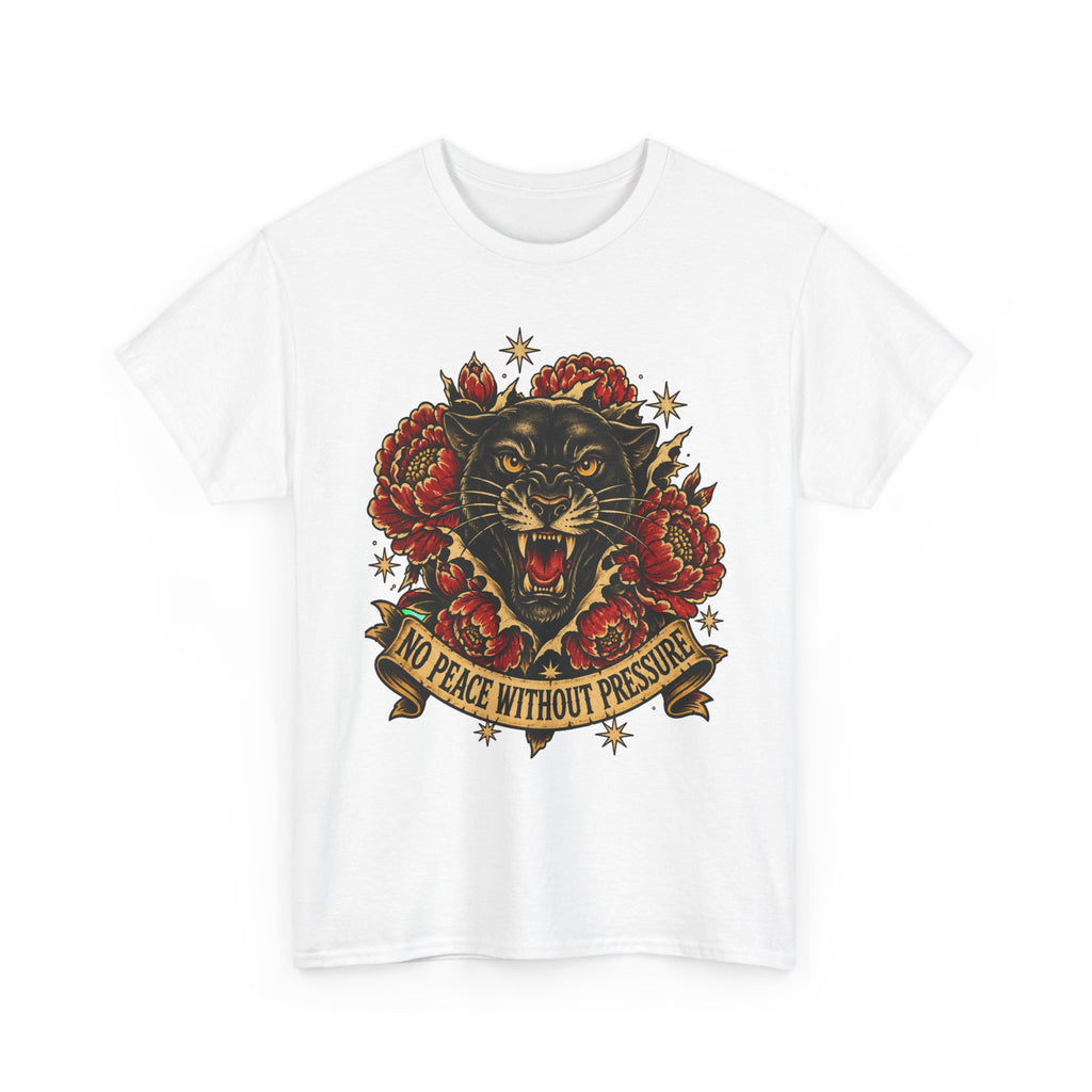 Roaring Panther with Roses T-Shirt | No Peace Without Pressure