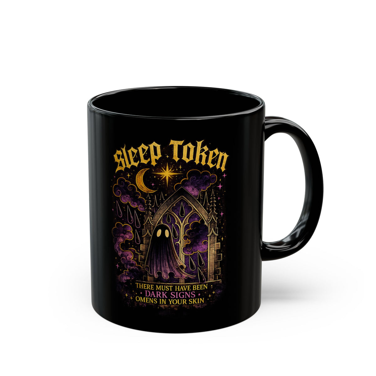 Sleep Token Inspired Dark Signs Black Ceramic Mug Gothic Alternative Coffee Cup Celestial Ghost Aesthetic 11oz Mug