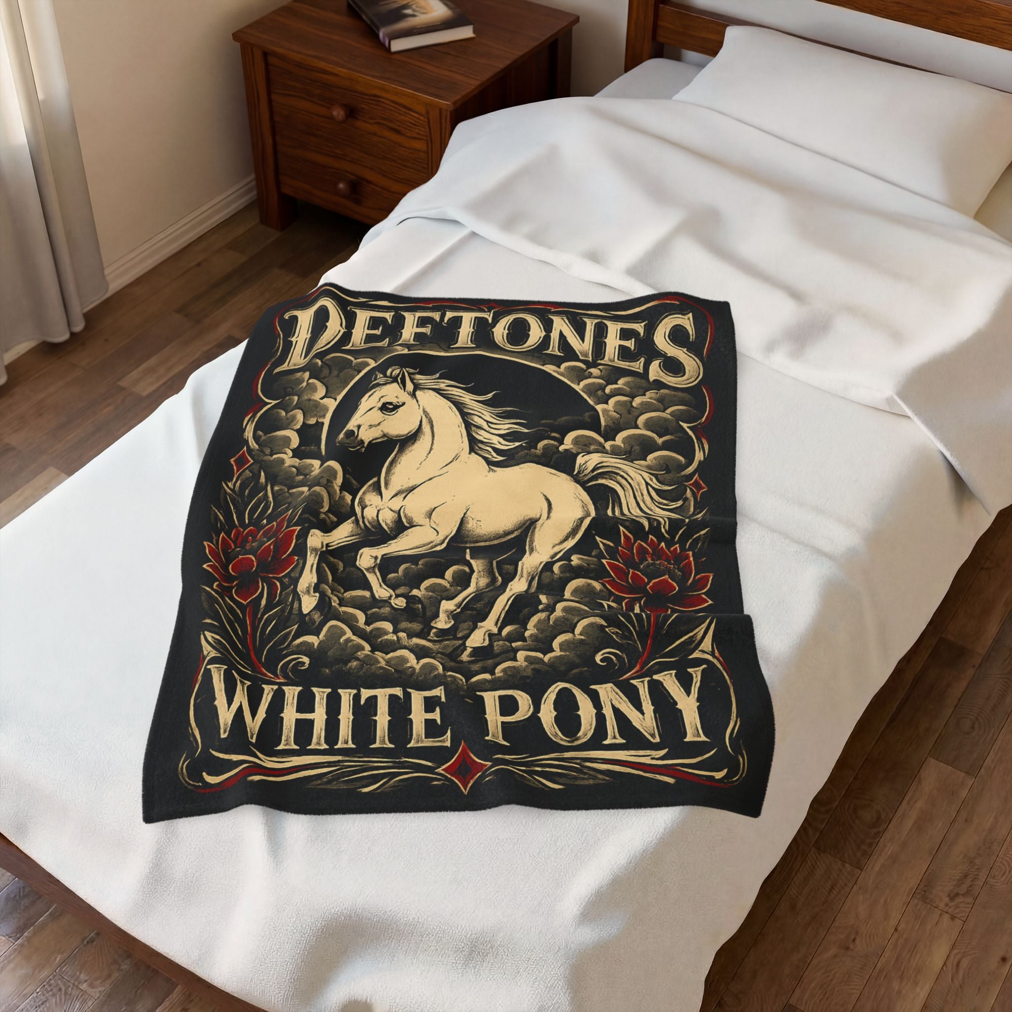 Deftones White Pony Throw Blanket Gothic Horse Blanket Alternative Rock Home Decor Ultra Soft Cozy Fleece Blanket Music Inspired Gift
