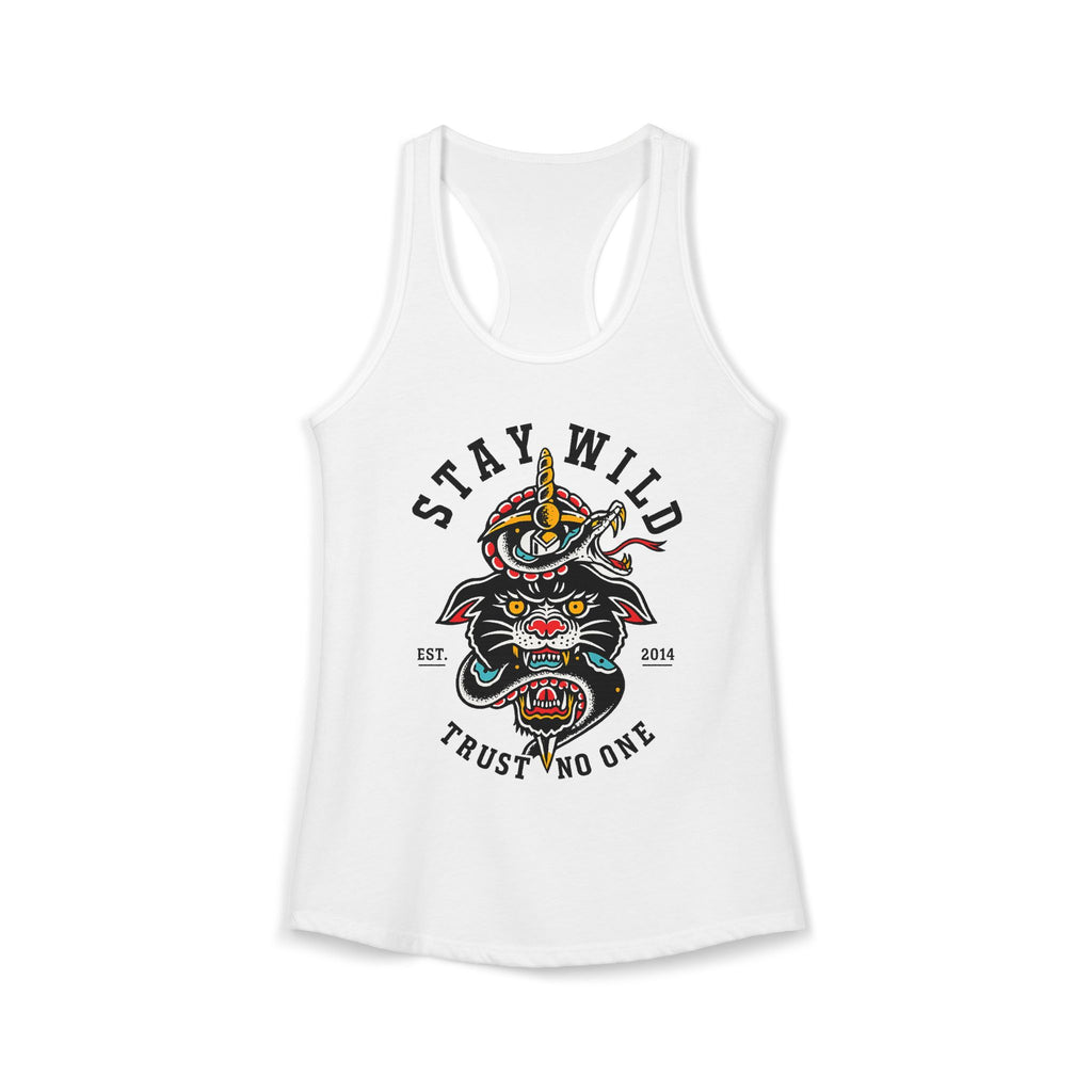 Stay Wild Trust No One Tank Top Women Racerback Tattoo Style Shirt Alternative Streetwear Snake Panther Graphic Tank Edgy Summer Top