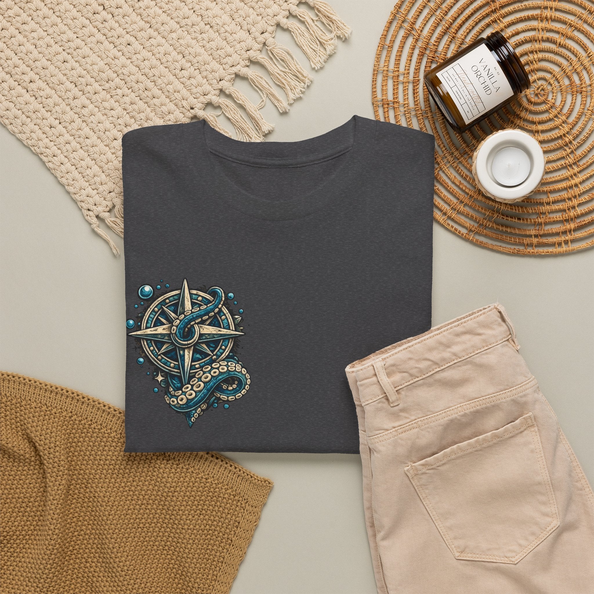 Stay True To Your Mind Nautical Compass Octopus Graphic T Shirt