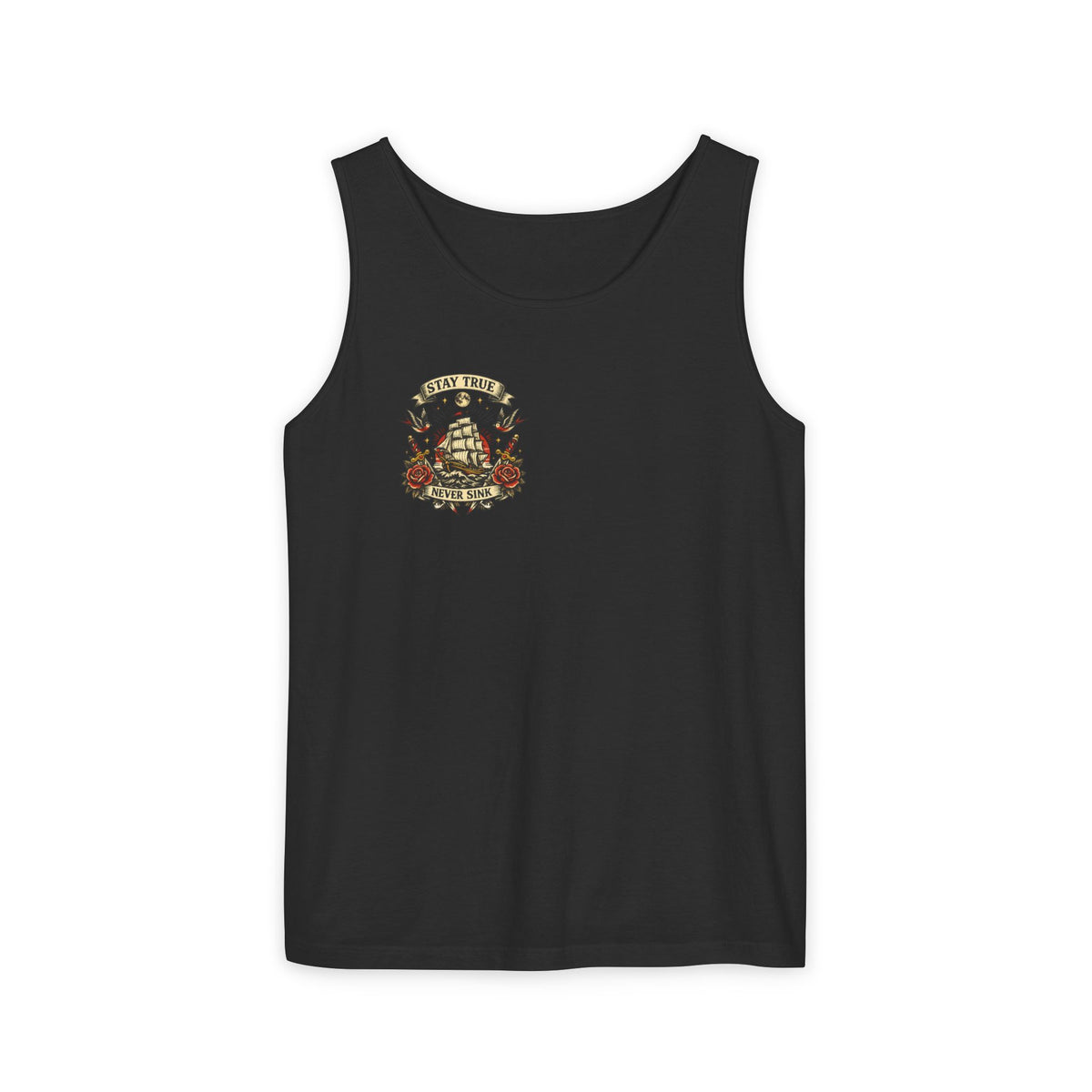Stay True Never Sink Unisex Tank Top | Nautical Tattoo Style Summer Tank