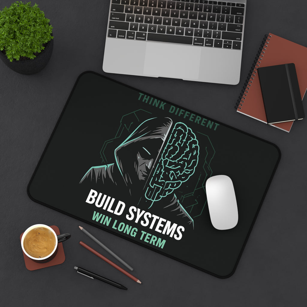 Build Systems Win Long Term Desk Mat Gaming Mouse Pad Motivational Desk Setup Productivity Mat Tech Workspace Accessories Large Mousepad