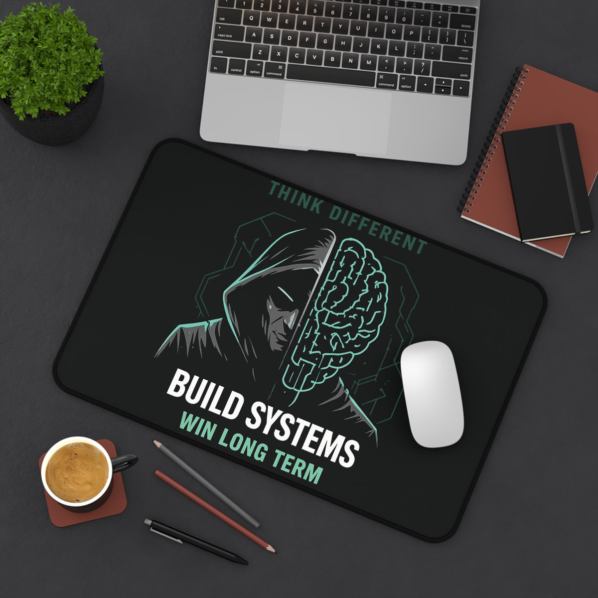 Build Systems Win Long Term Desk Mat Gaming Mouse Pad Motivational Desk Setup Productivity Mat Tech Workspace Accessories Large Mousepad