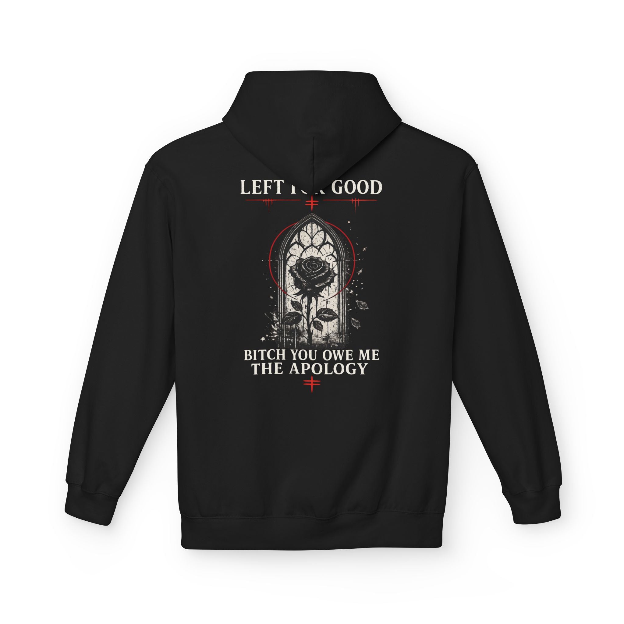 Gothic Rose Window Hoodie | Dark Floral Arch Illustration