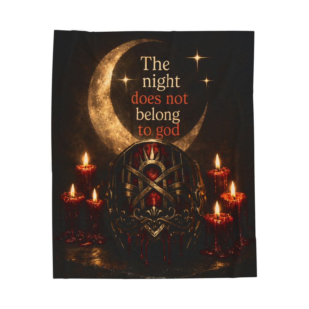 The Night Belongs to You Sleep Token inspired Velveteen Blanket | Crescent Moon, Gothic Mask, Candles