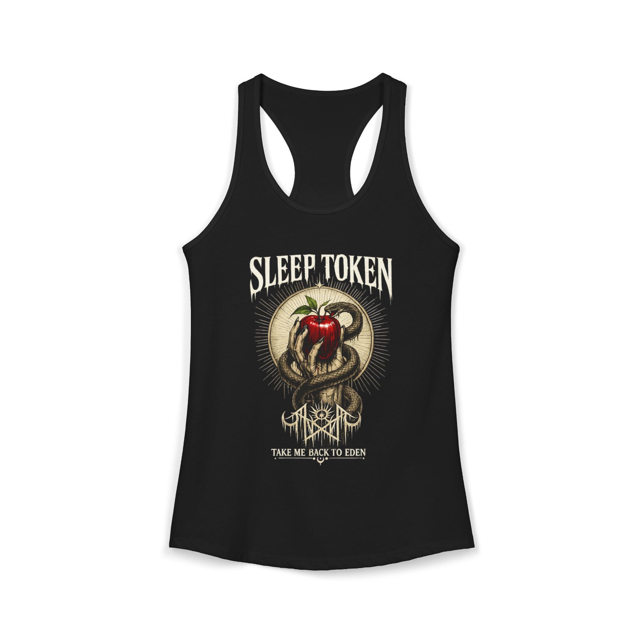 Sleep Token Inspired Womens Racerback Tank Gothic Snake Apple Graphic Shirt Alternative Concert Outfit Take Me Back To Eden Top