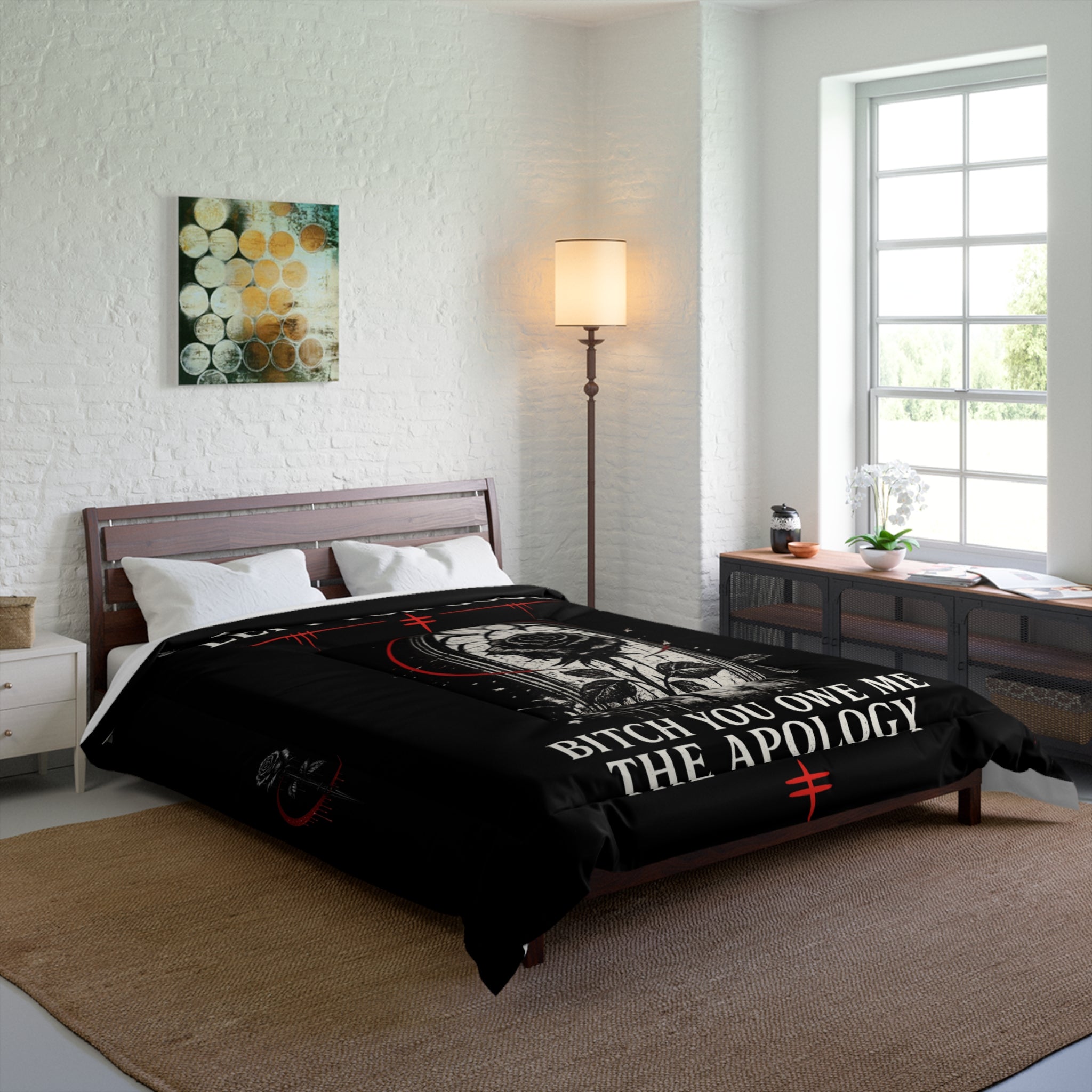 Bad Omens Comforter Left For Good Gothic Bedding Dark Aesthetic Bedroom Decor Alternative Comforter Set Black White Goth Room Decor Gift