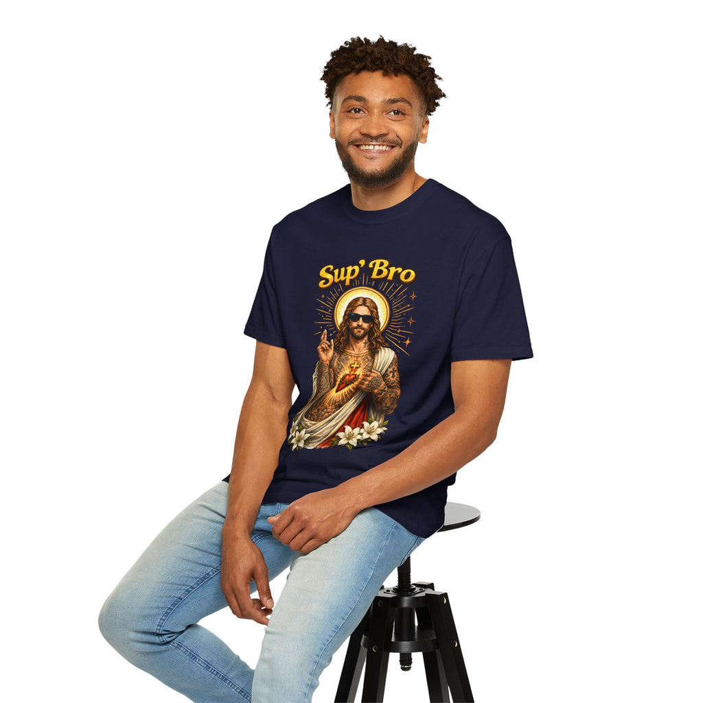 Sup Bro Tattoo Jesus Graphic Tee Funny Faith Tee Edgy Christian Graphic T Shirt Unisex Oversized Aesthetic Tee Viral TikTok Style