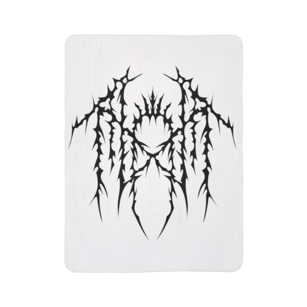 Gothic Thorn Sherpa Blanket | Sleep Token Band Black & White Abstract Fleece Throw