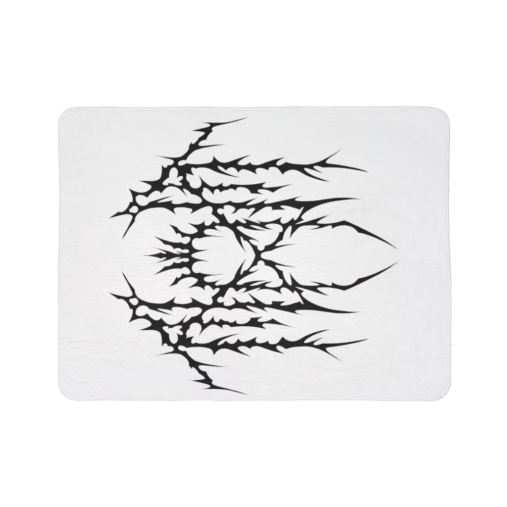 Gothic Thorn Sherpa Blanket | Sleep Token Band Black & White Abstract Fleece Throw