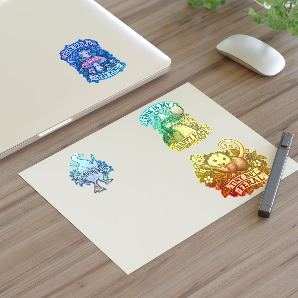 Whimsical Woodland Critters Sticker Sheet | Cute Frog Gator Opossum Goose