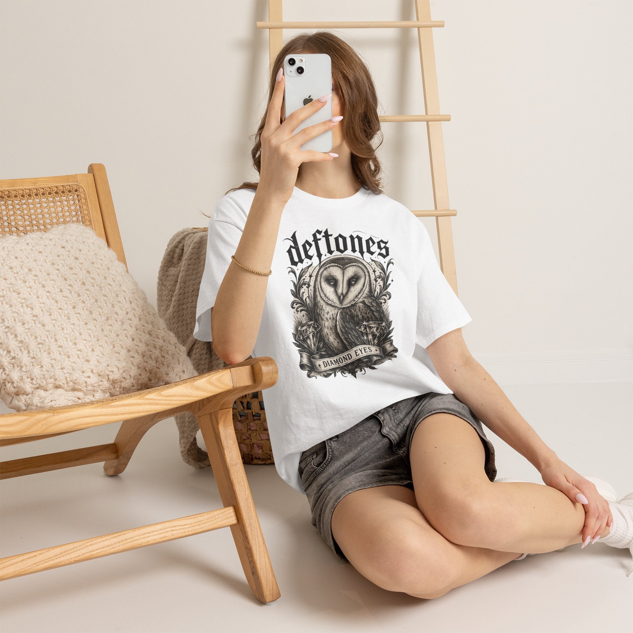 Deftones Diamond Eyes Owl Shirt Vintage Tattoo Style Band Tee Gothic Barn Owl Graphic T Shirt Alternative Streetwear Unisex Tee