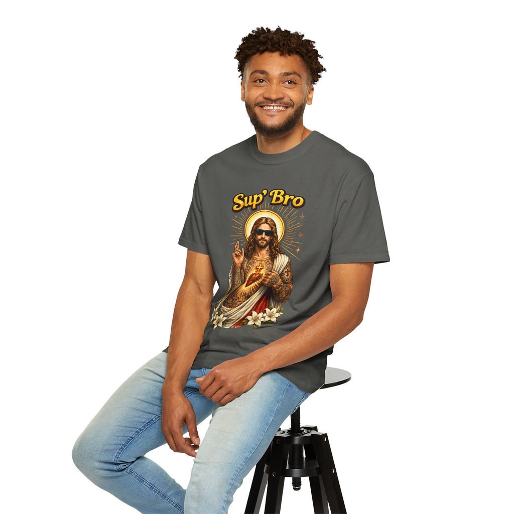Sup Bro Tattoo Jesus Graphic Tee Funny Faith Tee Edgy Christian Graphic T Shirt Unisex Oversized Aesthetic Tee Viral TikTok Style