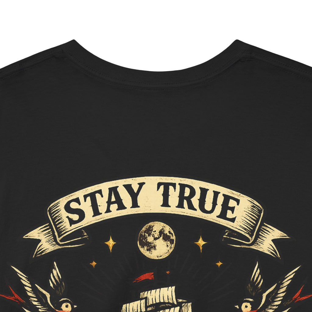 Stay True Never Sink T-Shirt — Vintage Sailboat Tattoo Graphic Tee