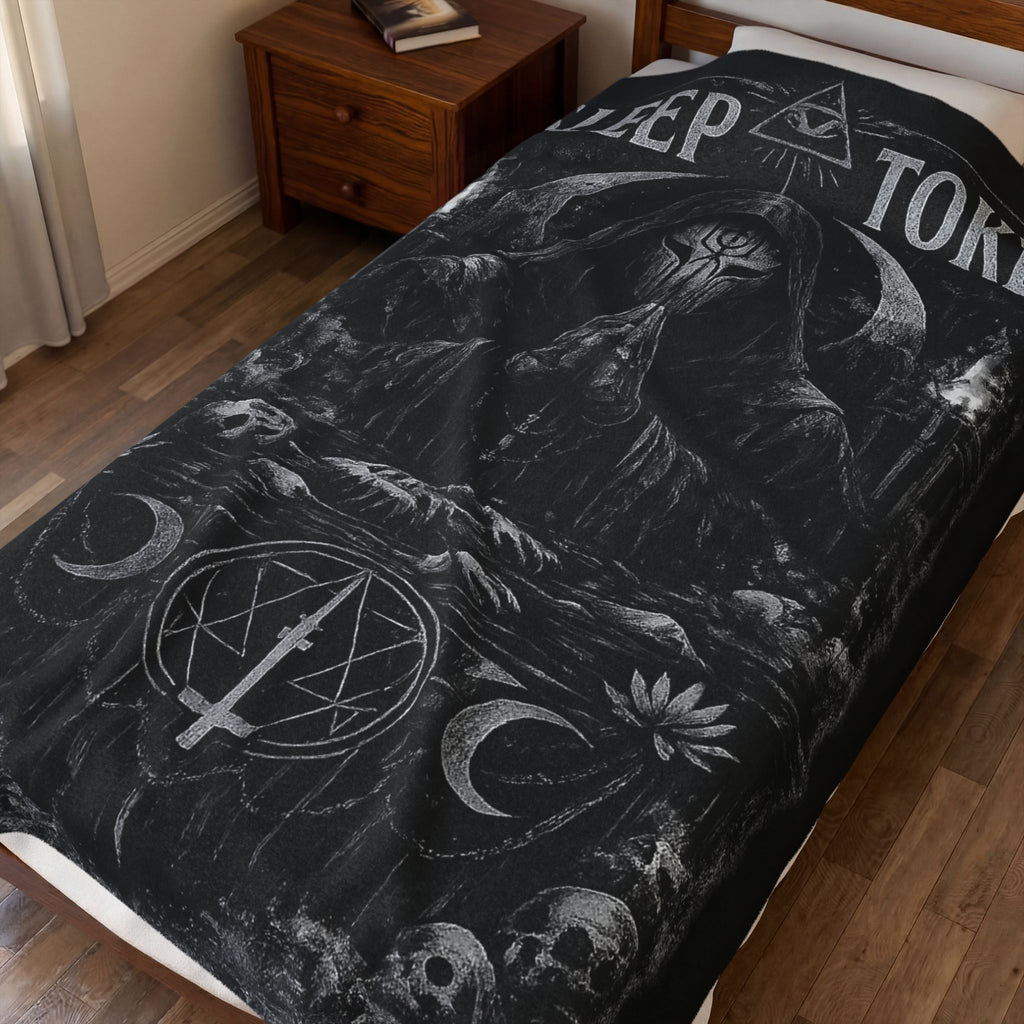 Sleep Token priest artwork Velveteen Blanket | dark gothic skulls crescent moons