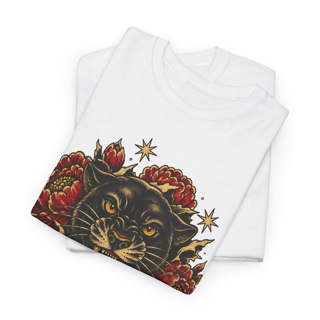 Roaring Panther with Roses T-Shirt | No Peace Without Pressure