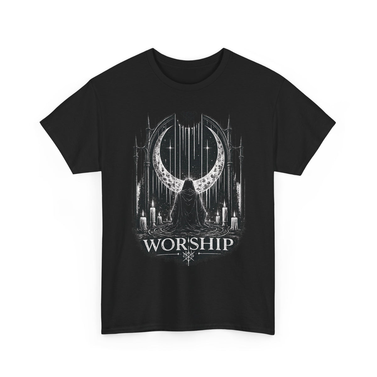 Worship Gothic T Shirt Dark Aesthetic Shirt Alternative Streetwear Moon Ritual Graphic Tee Unisex Black Metal Inspired Clothing