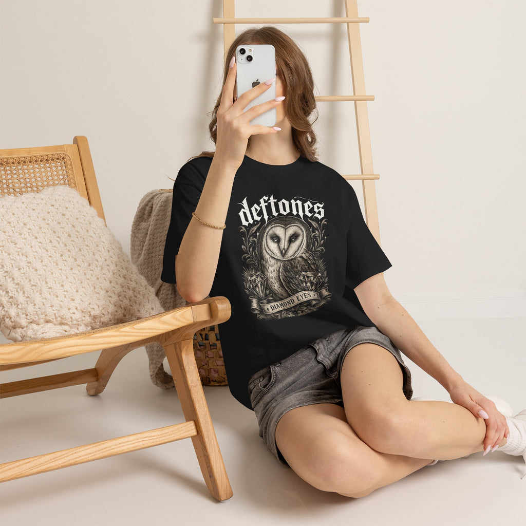 Deftones Diamond Eyes Owl Shirt Vintage Tattoo Style Band Tee Gothic Barn Owl Graphic T Shirt Alternative Streetwear Unisex Tee