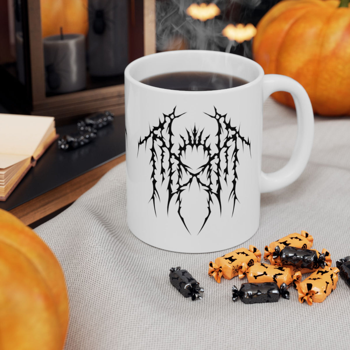 Band logo white goth aesthetic Ceramic Mug, (11oz, 15oz)