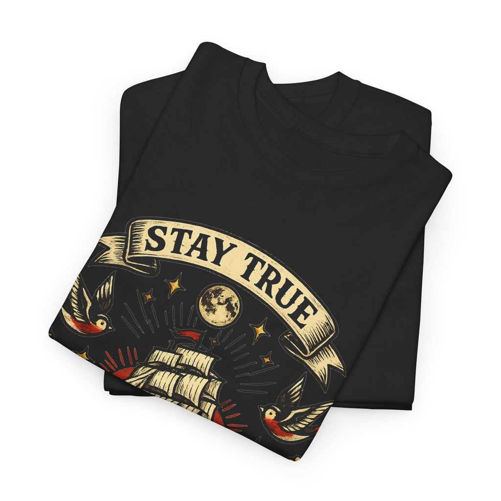 Stay True Never Sink Shirt Vintage Sailor Tattoo T Shirt Mens Streetwear Graphic Tee Nautical Shirt