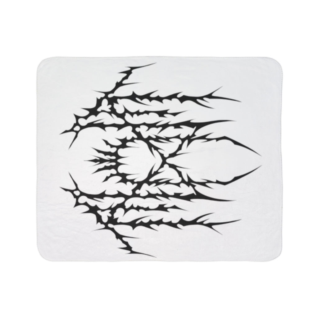 Gothic Thorn Sherpa Blanket | Sleep Token Band Black & White Abstract Fleece Throw