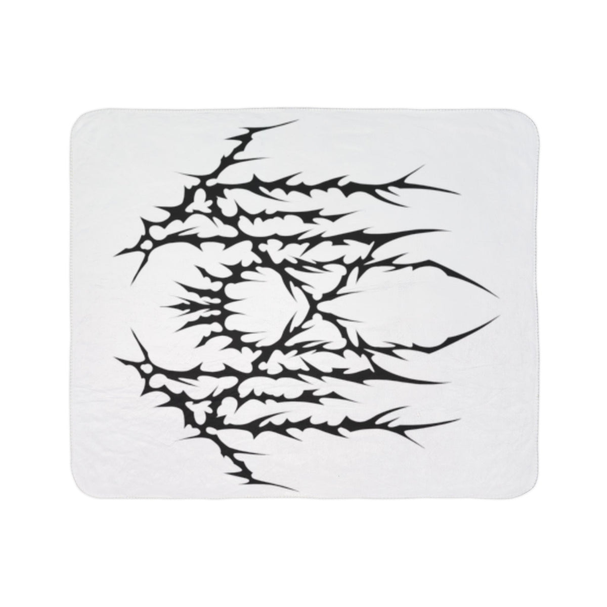 Gothic Thorn Sherpa Blanket | Sleep Token Band Black & White Abstract Fleece Throw